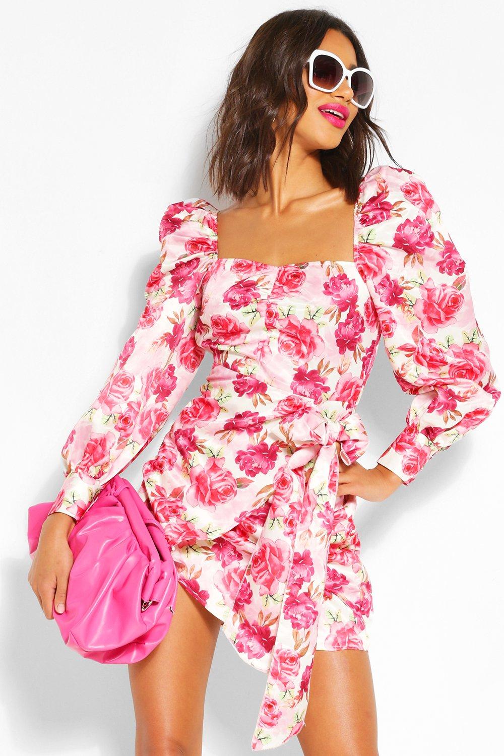 boohoo pink floral dress
