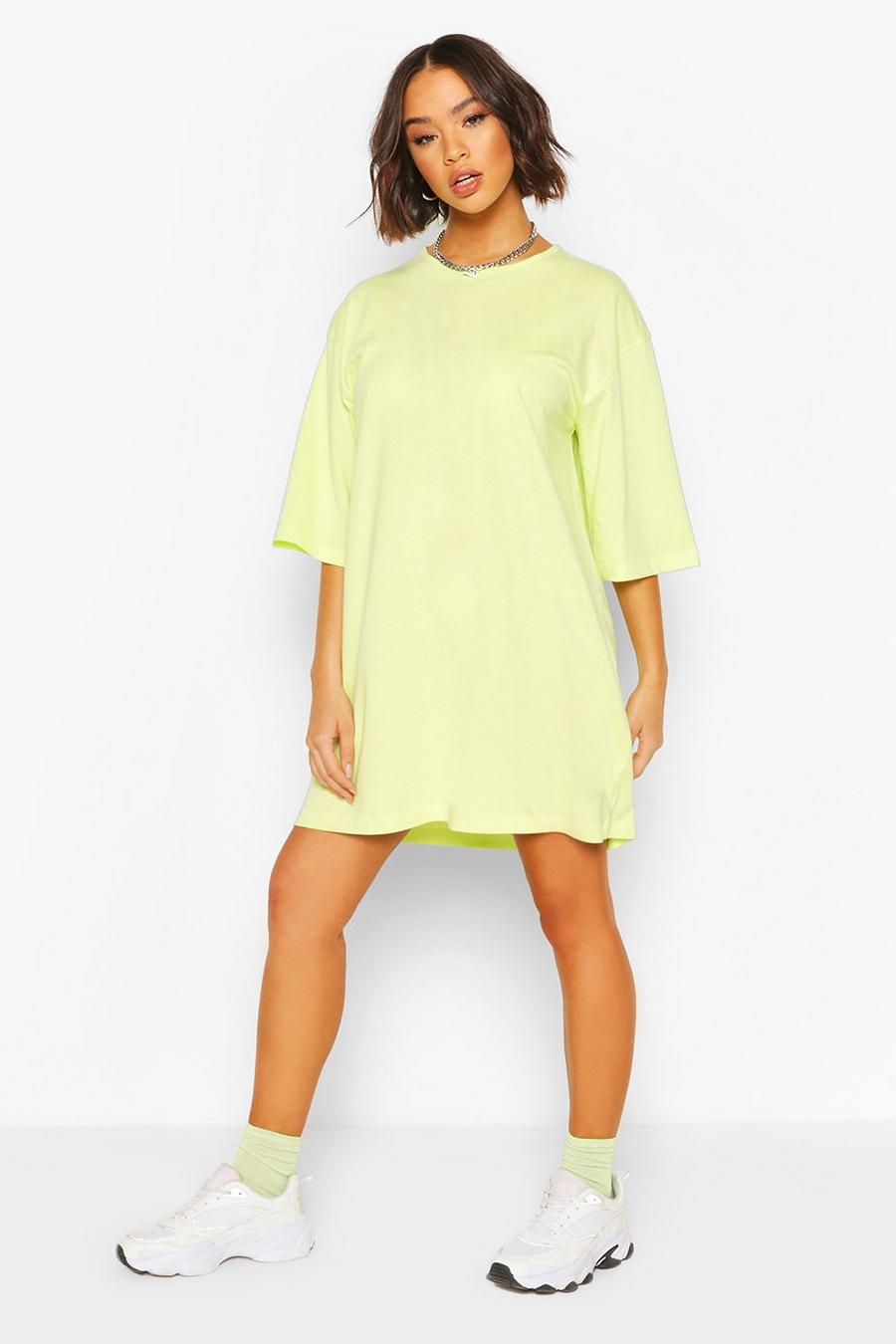 Lime Basic Drop Shoulder Oversized T-Shirt Dress image number 1