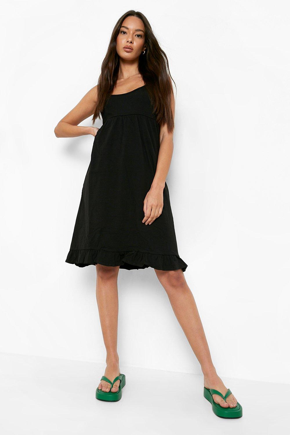 Boohoo black smock dress best sale