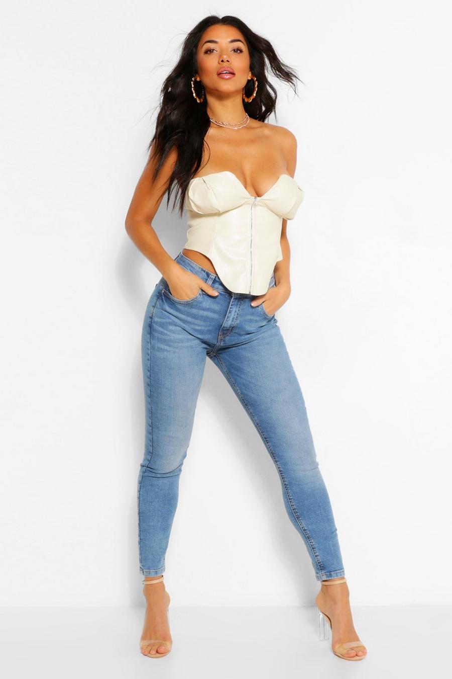 Mid blue Mid Rise Butt Shaper Skinny Jeans image number 1