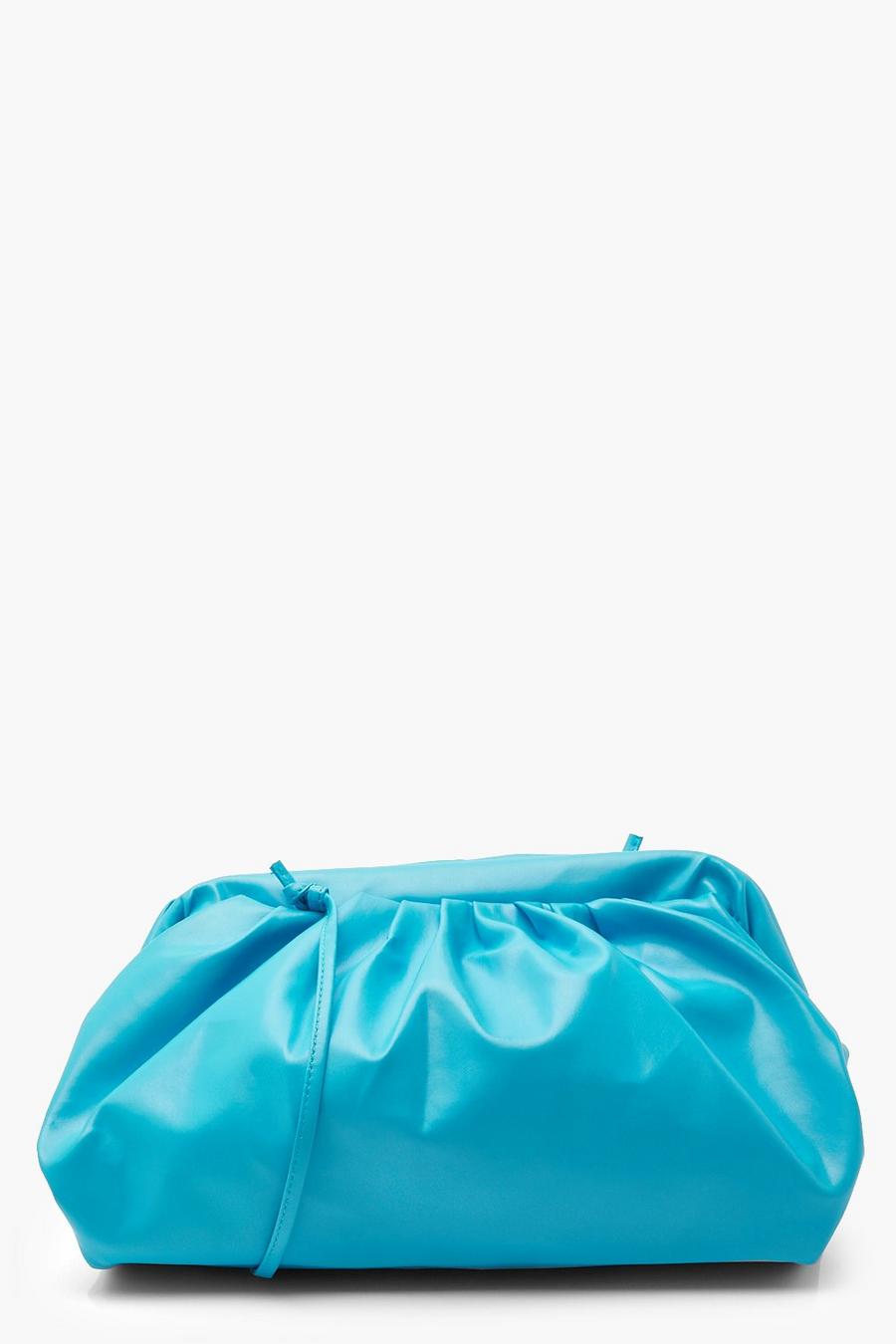 Blue Slouchy Oversized PU Cluch & Strap Bag image number 1