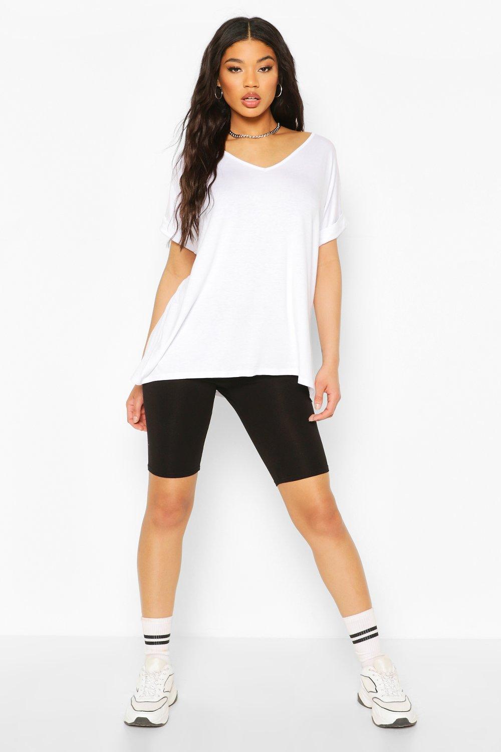 oversized t shirt and biker shorts