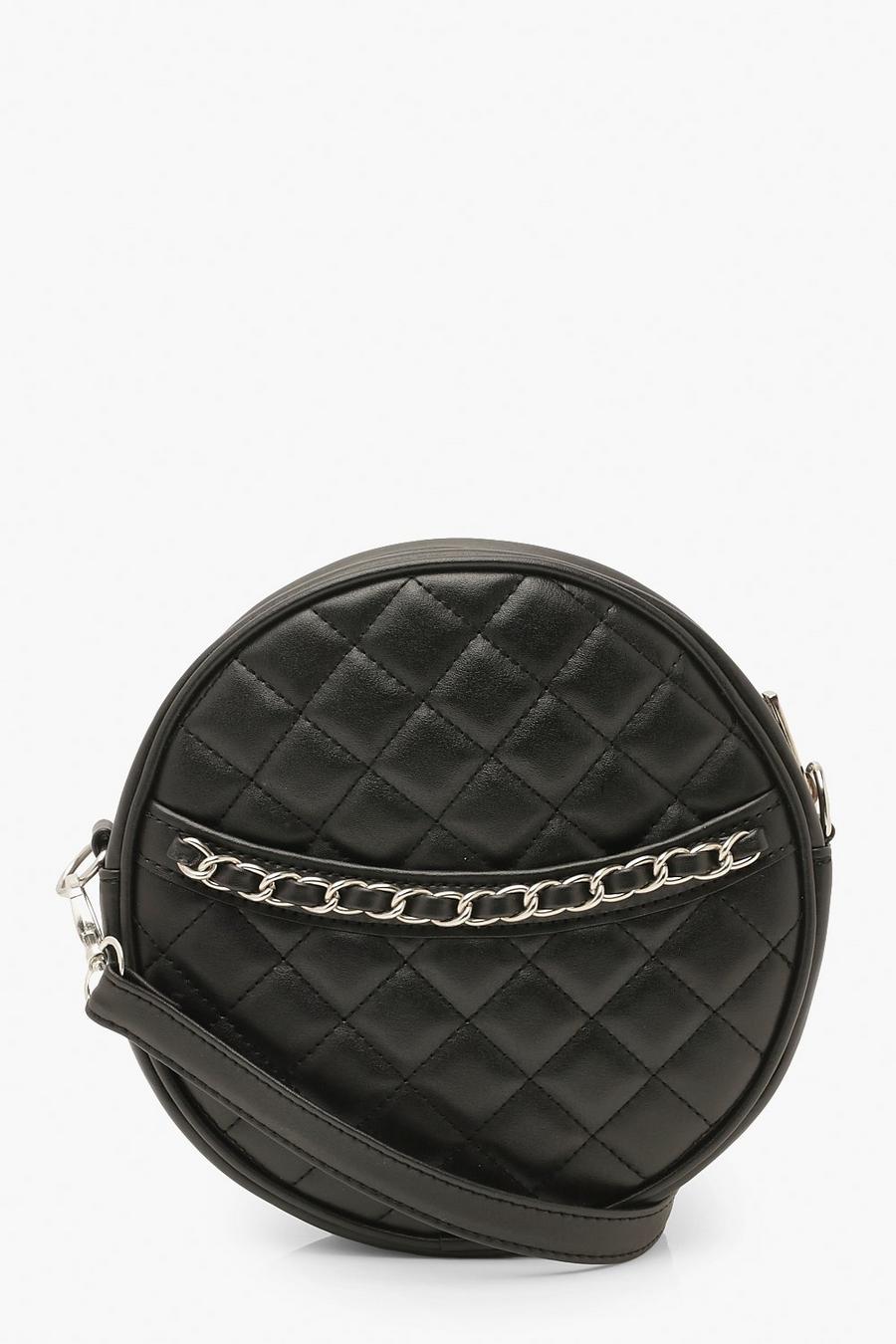 Quilted Round Cross Body Bag & Chain image number 1