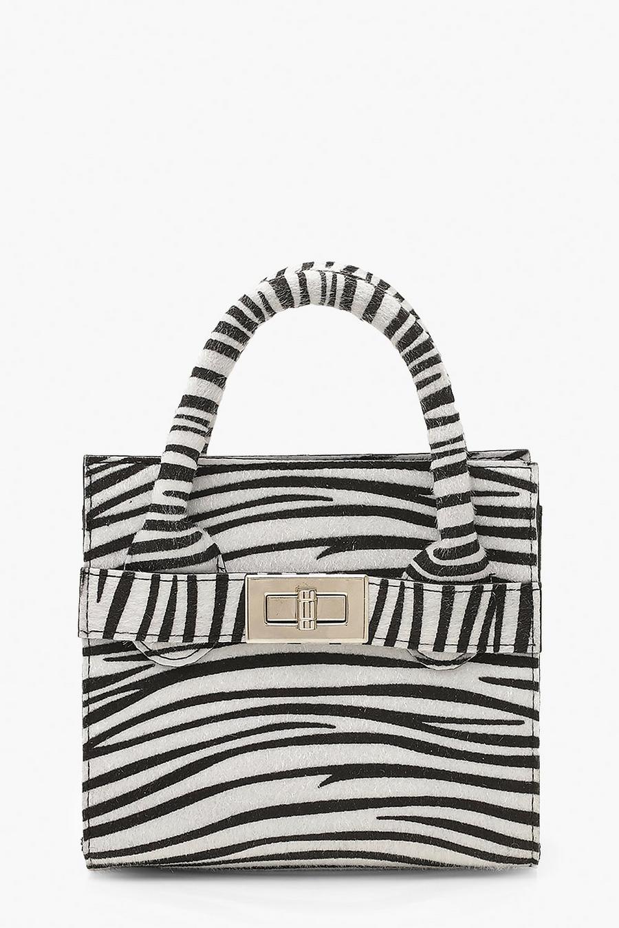 Zebra PU Lock Detail Bag & Chain image number 1