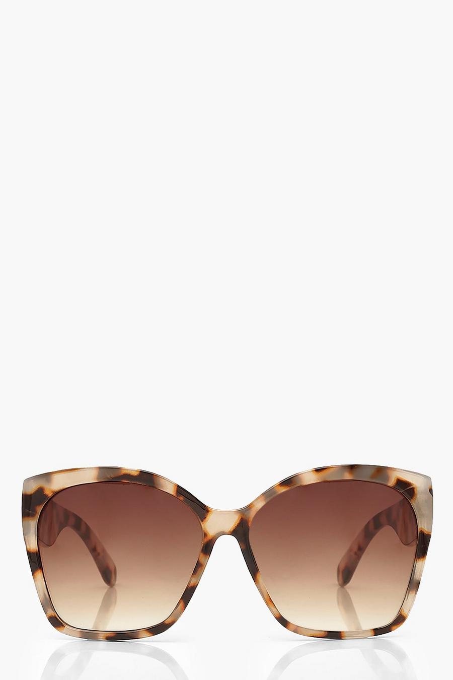 Cream white Oversized Tortoise Shell Sunglasses image number 1
