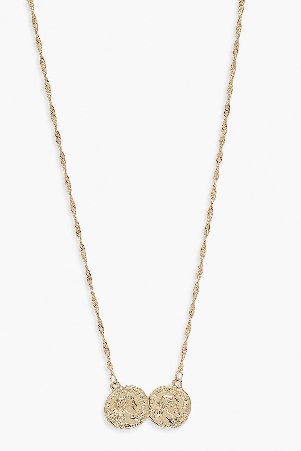 Gold double coin on sale necklace