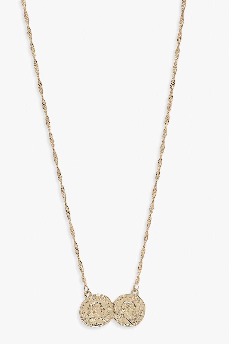 Gold Double Coin Necklace image number 1