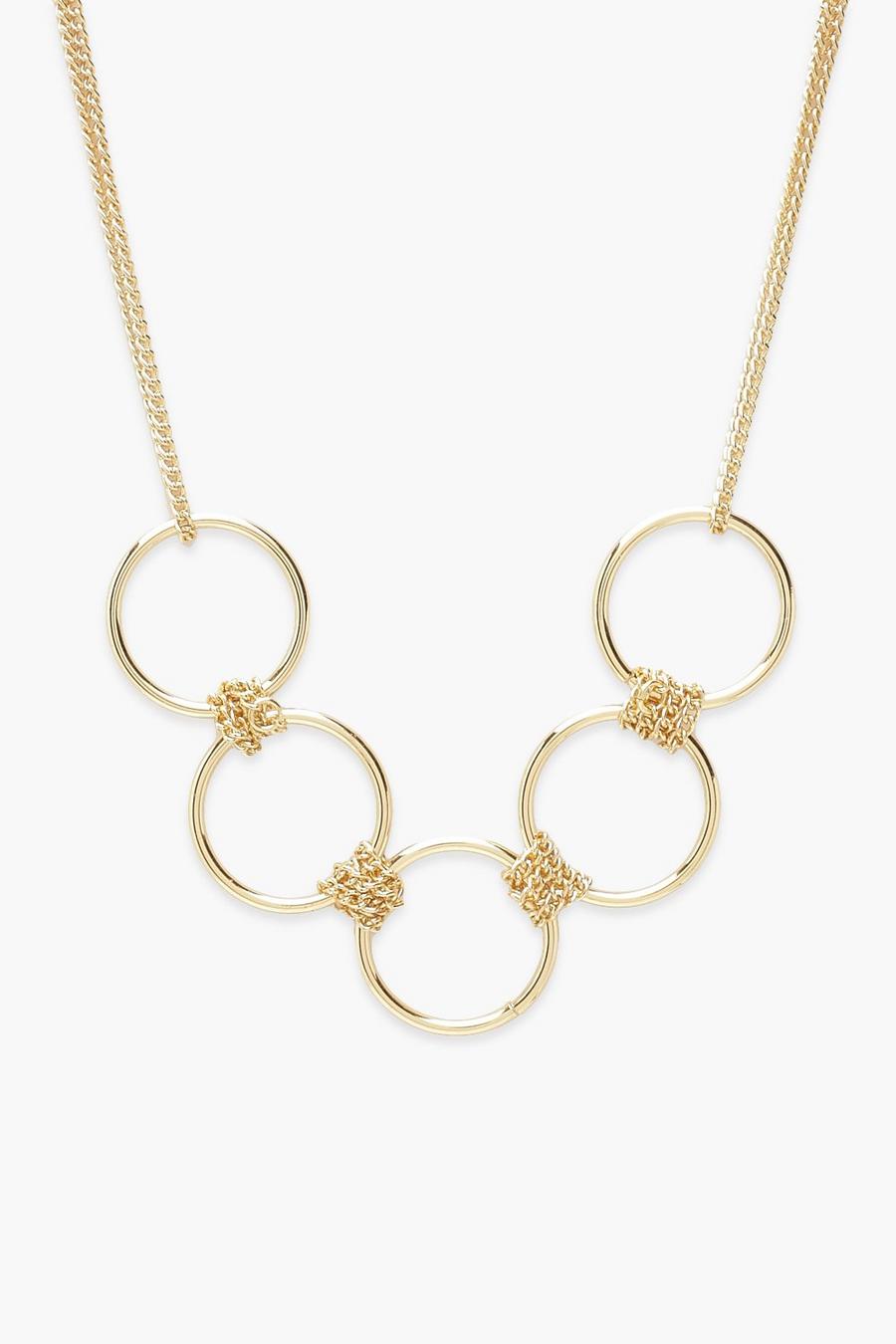 Gold 5 Ring Choker Necklace image number 1