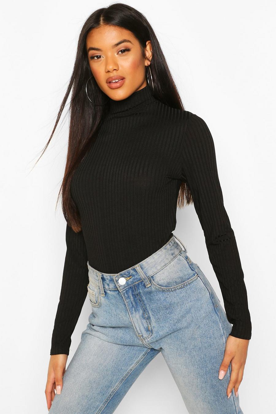 Black Roll Neck Bodysuit image number 1