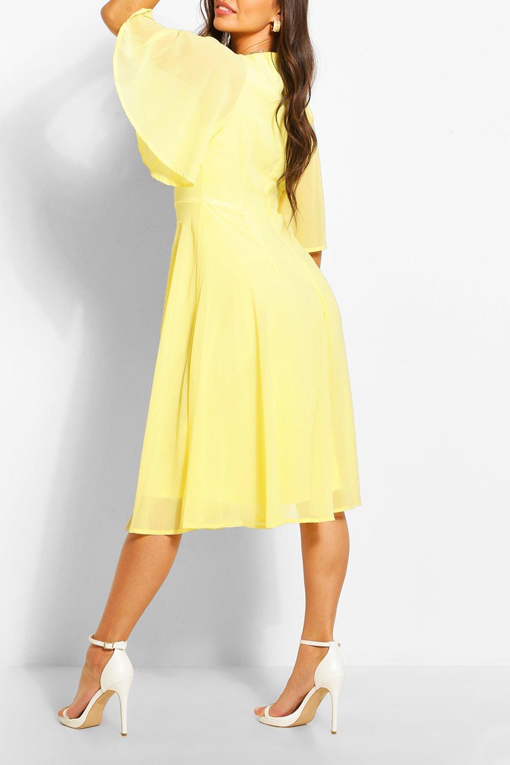 boohoo angel sleeve midi skater dress