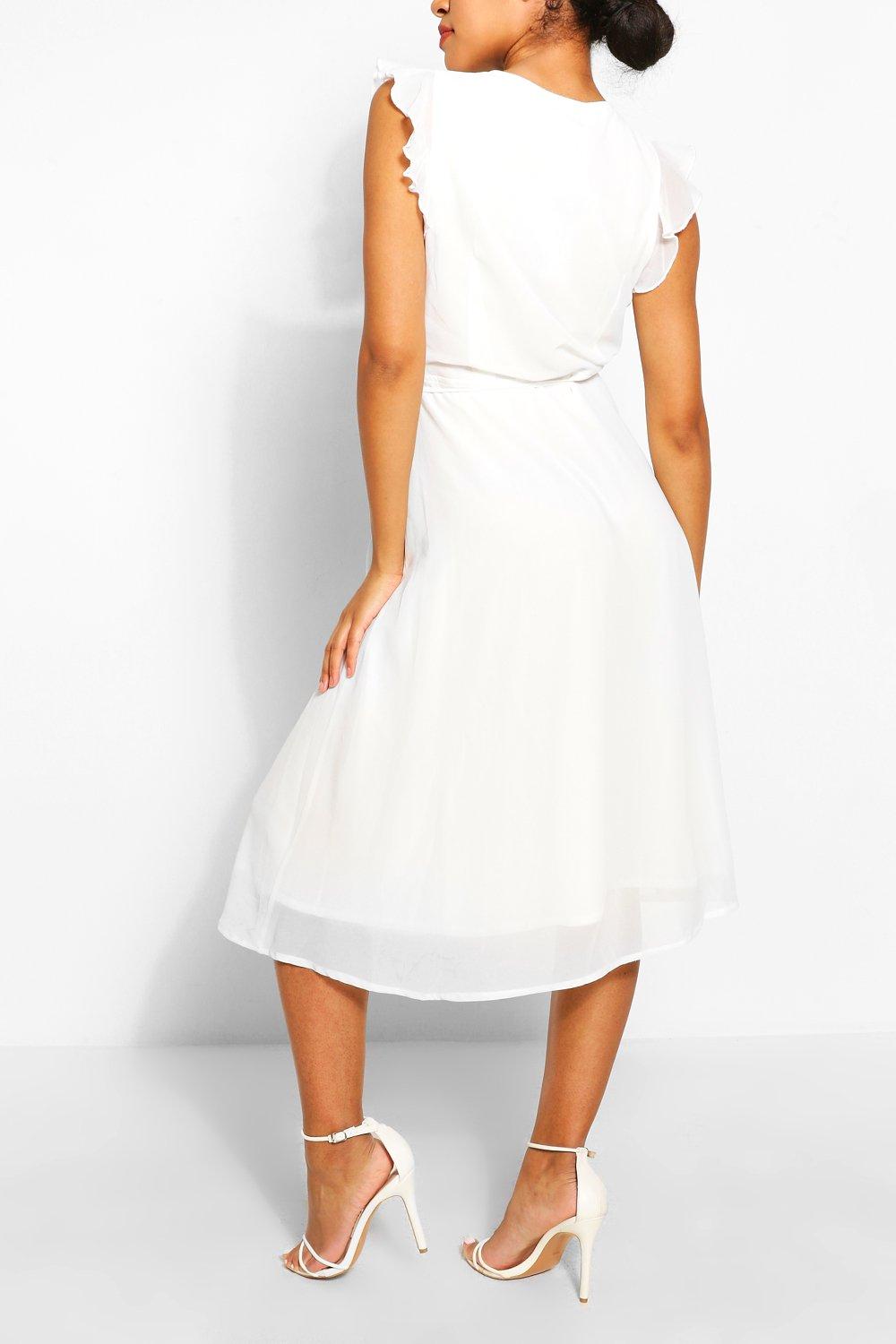 Boohoo angel sleeve midi skater outlet dress