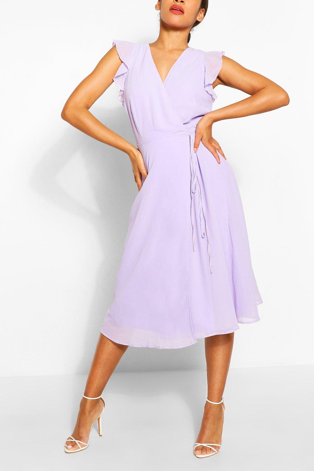 boohoo angel sleeve midi skater dress