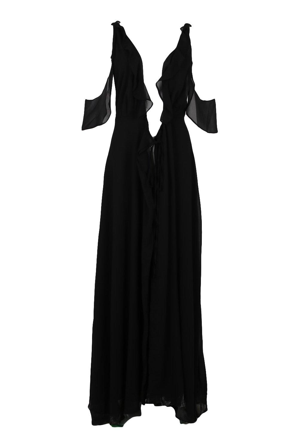 Boutique chiffon frill wrap cheap maxi dress