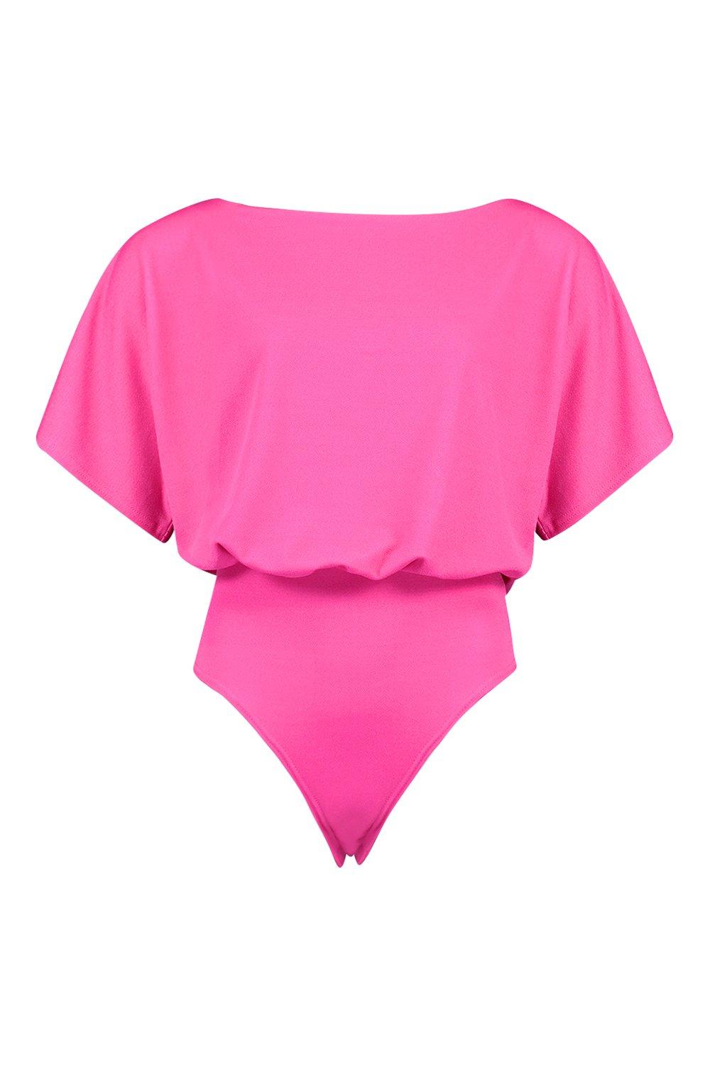 Buy Boohoo Slash Neck Bodysuit Top In Pink