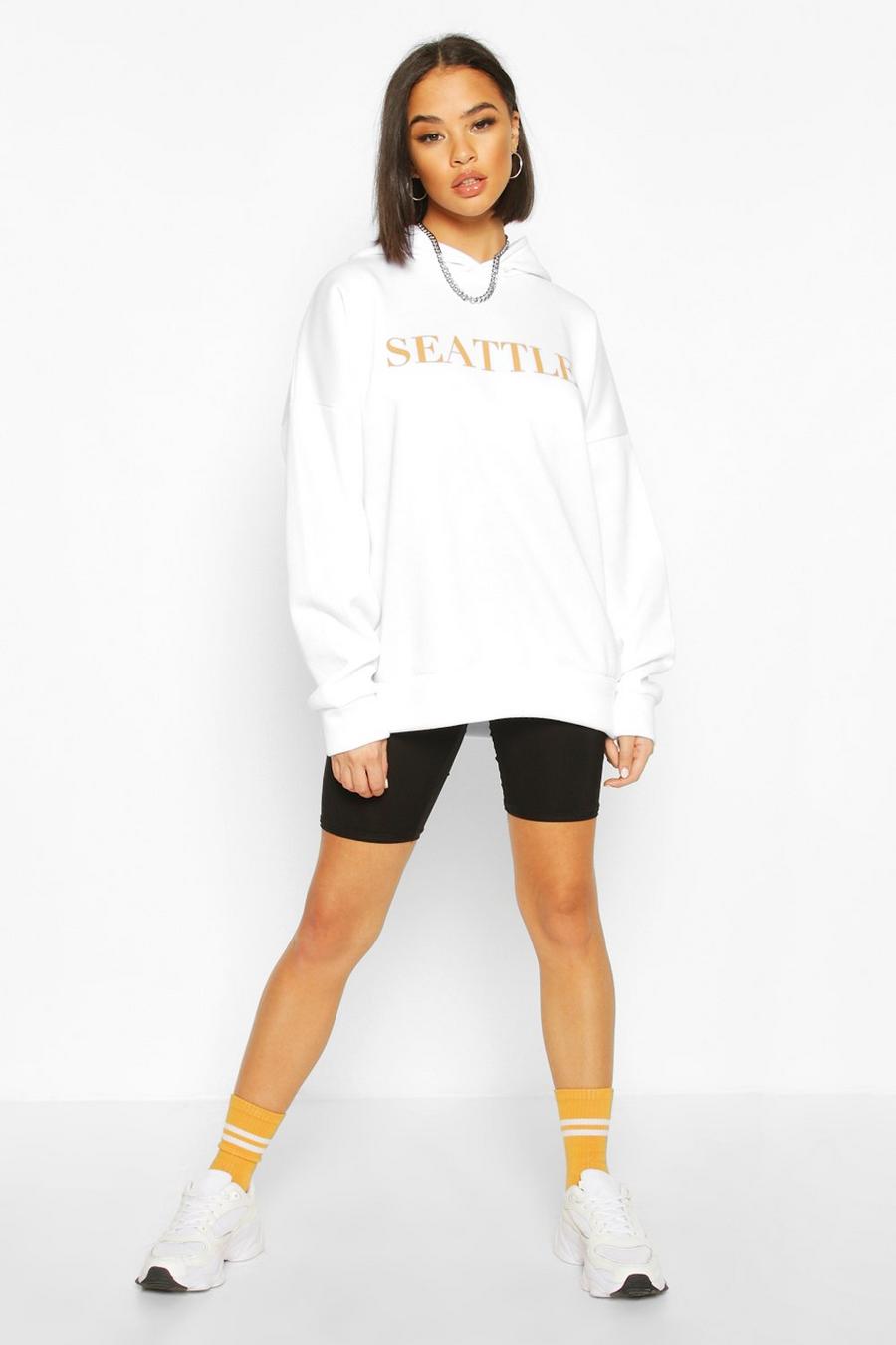 "Seattle" Oversize hoodie med slogan image number 1
