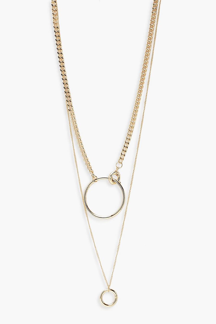 Gold Double Layer Ring Detail Necklace image number 1