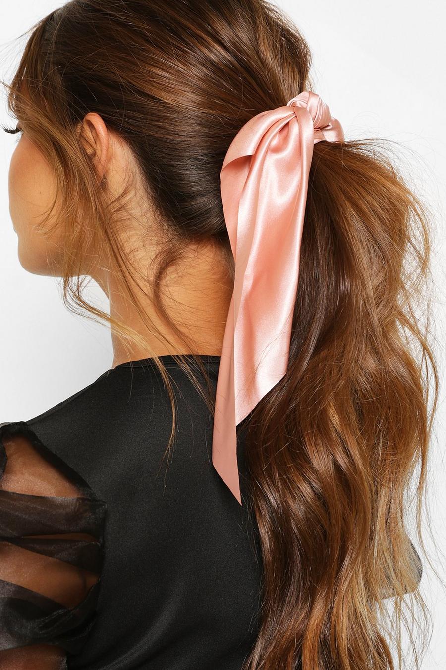 Blush Satin & Scarf Hair Tie image number 1