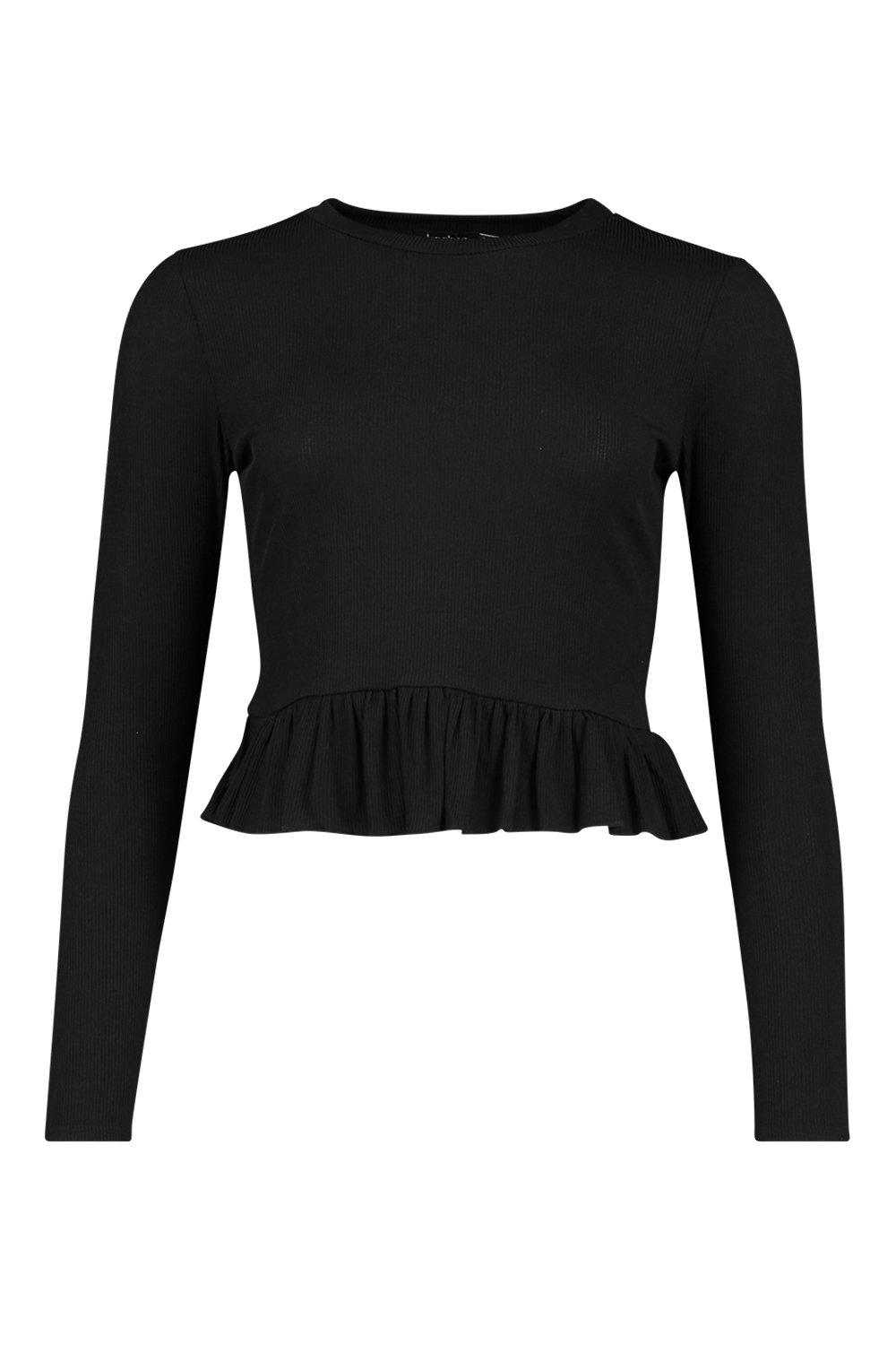 ruffle hem long sleeve top