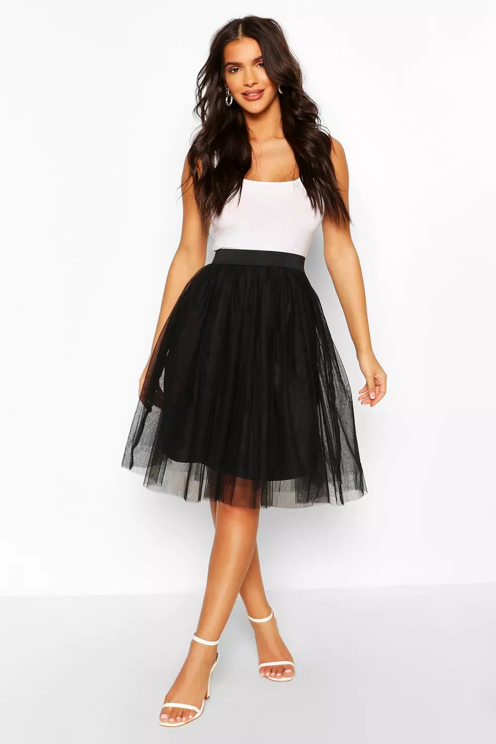 Black tulle shop skirt knee length