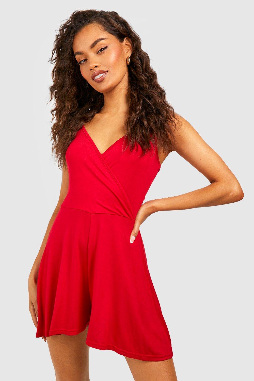 Boohoo store red playsuit