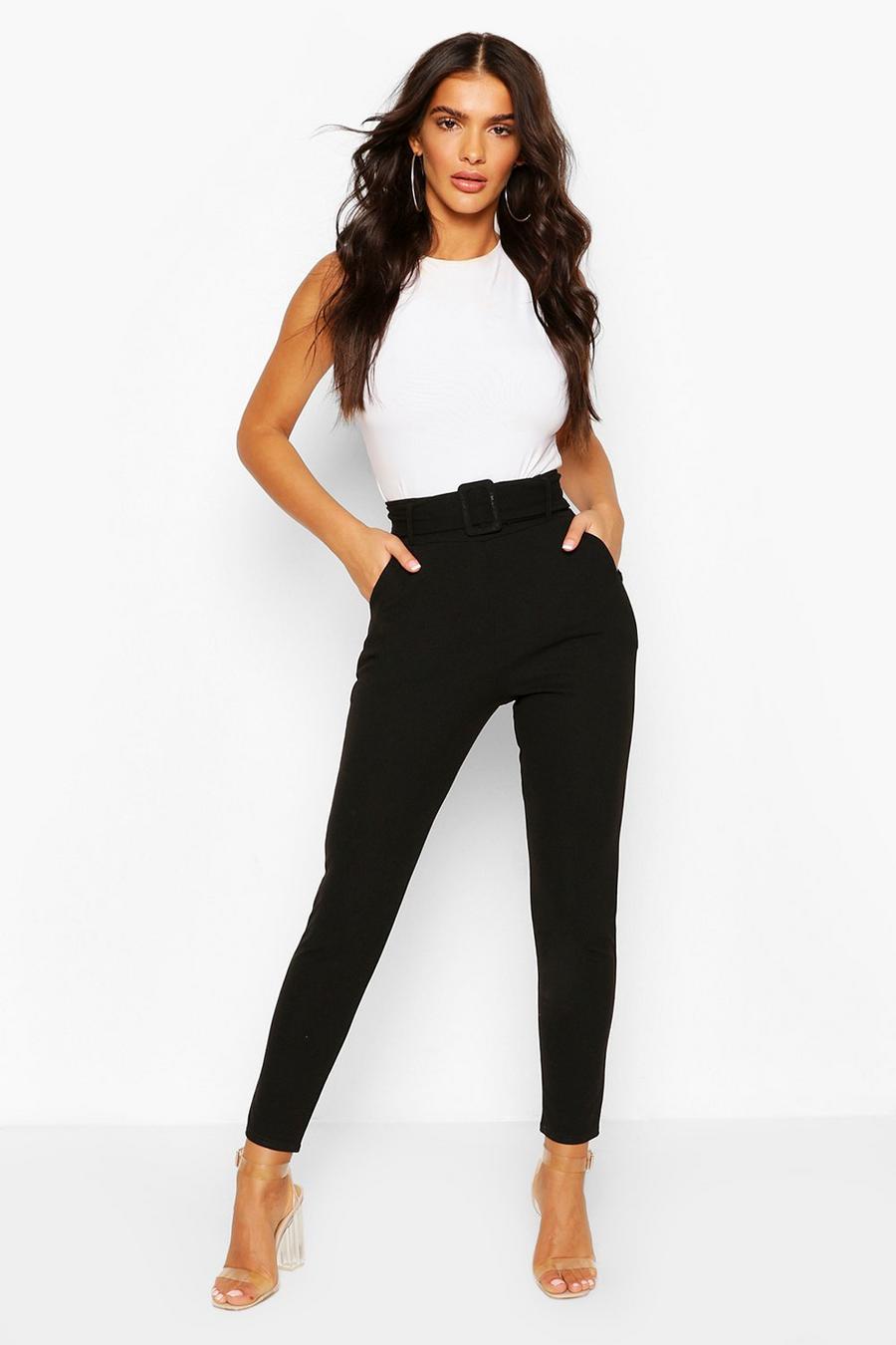 Belted Scuba Crepe Skinny Stretch Trousers image number 1