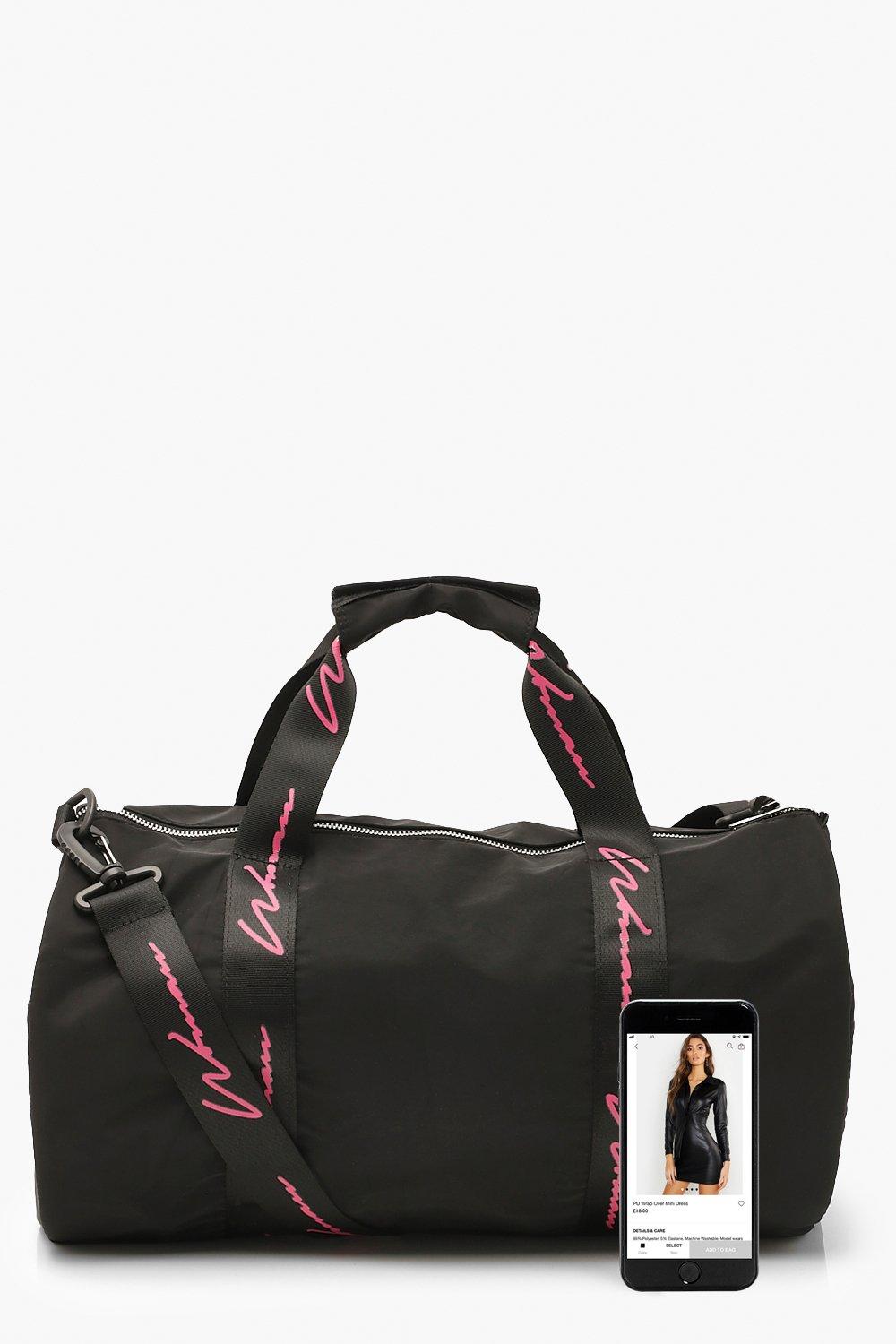 Woman Script Nylon Sporty Gym Bag