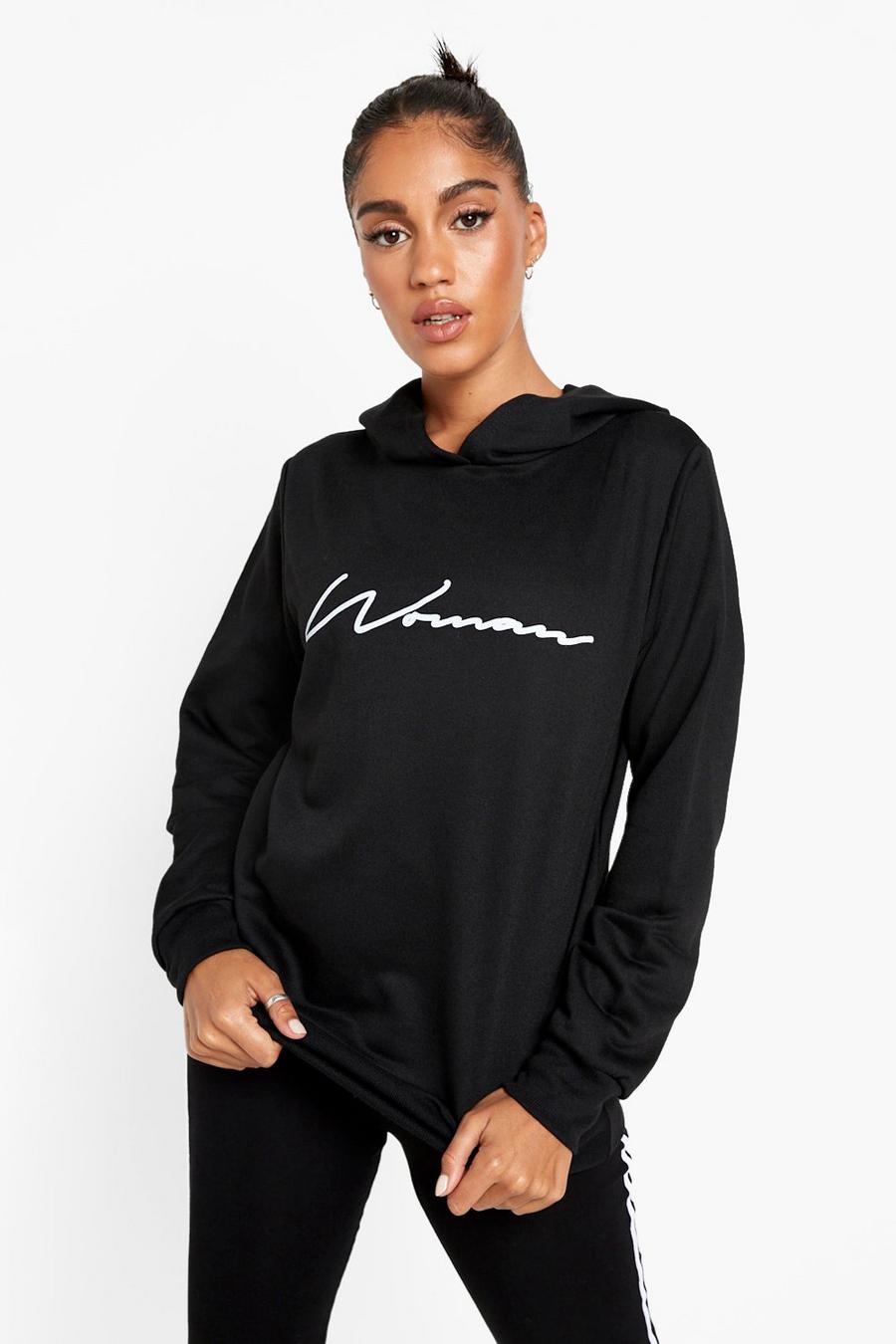 Black svart Woman Träningsoverall med hoodie och leggings image number 1