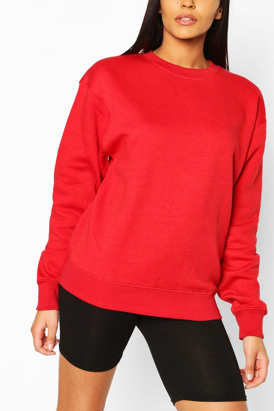 Red Basic Oversized Sweatshirt image number 1