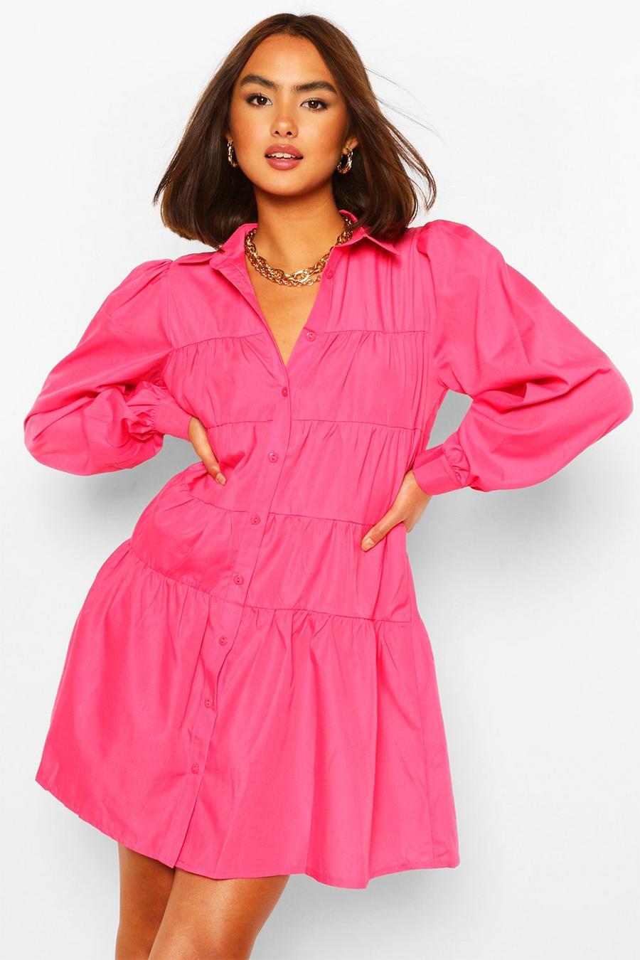 Button Up Tierd Shirt Dress image number 1