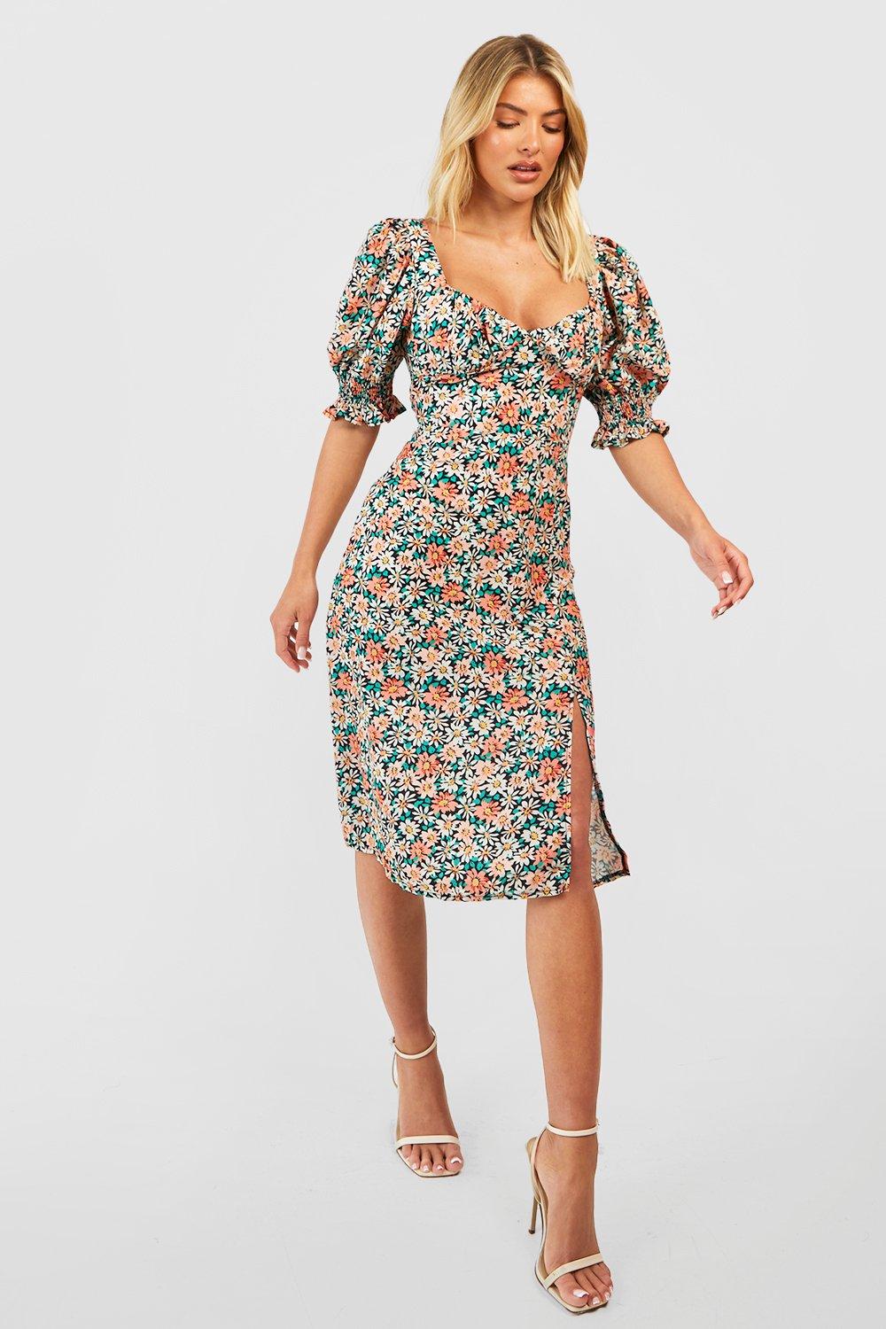 Boohoo pink floral clearance dress