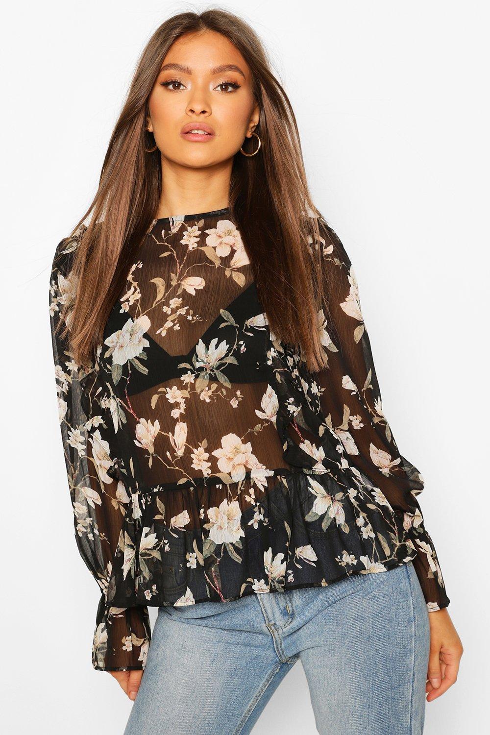 Sheer Floral Blouse