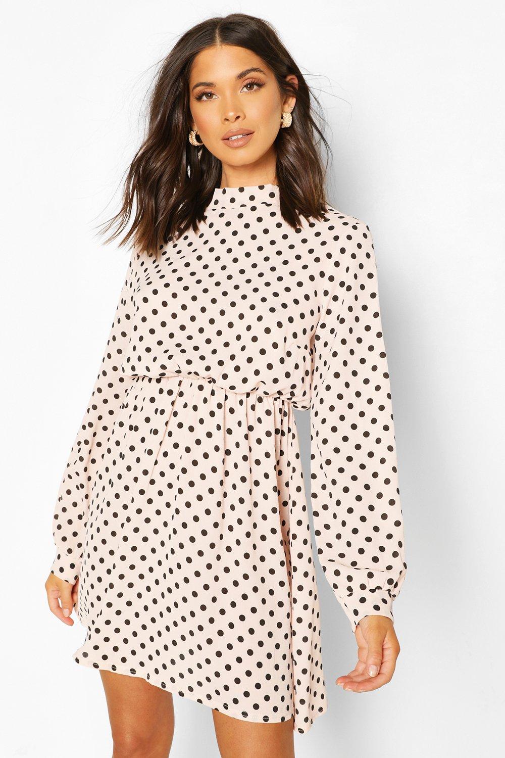 boohoo green polka dot dress