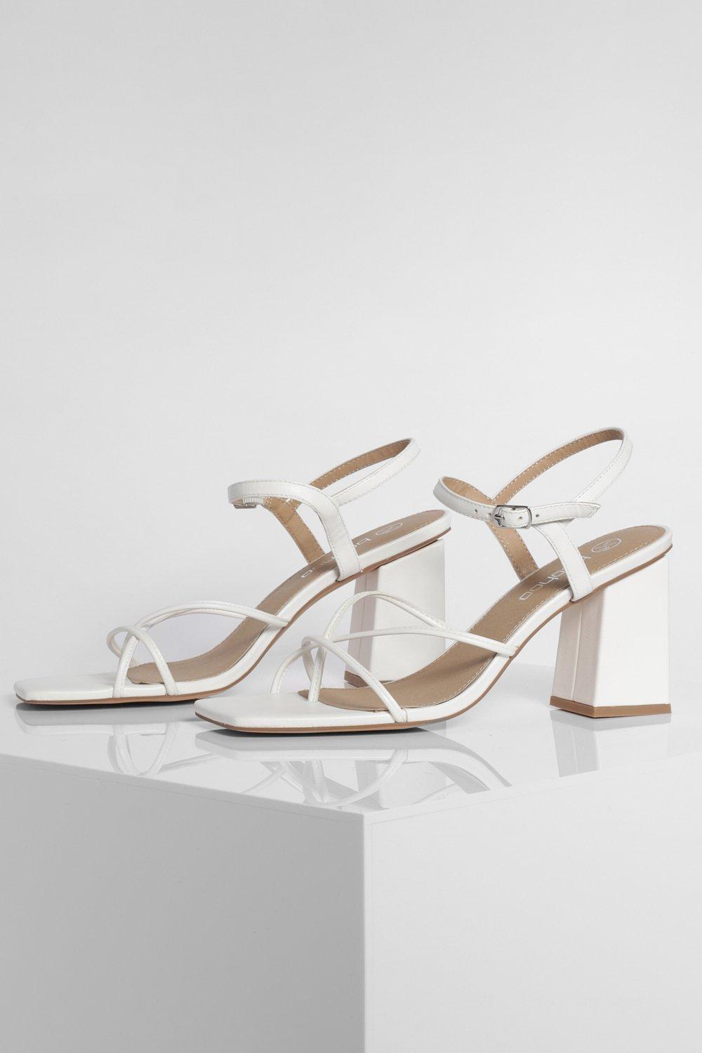 strappy square toe block heels
