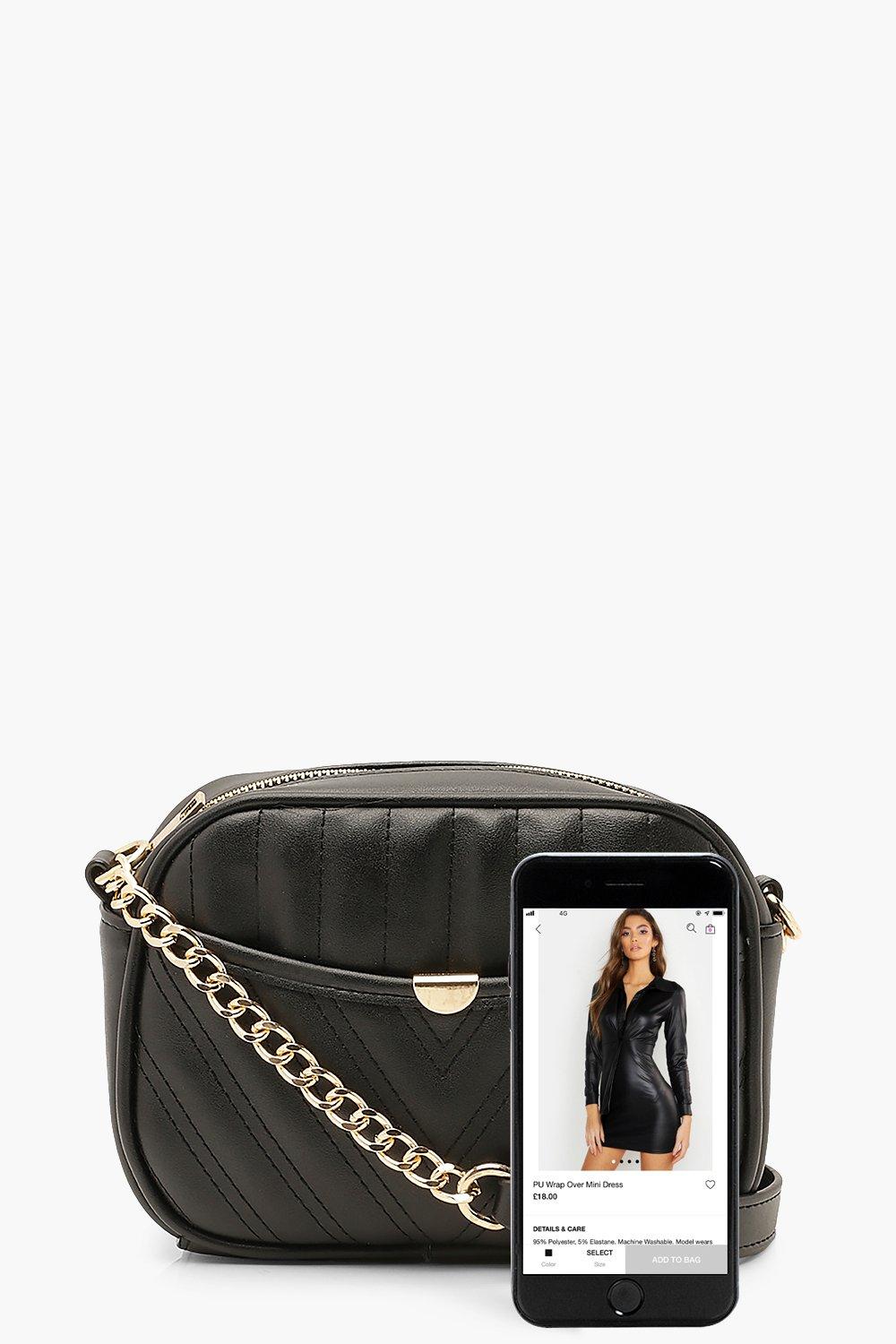 Sac bandouliere matelasse a chevrons zippe tout autour boohoo FR