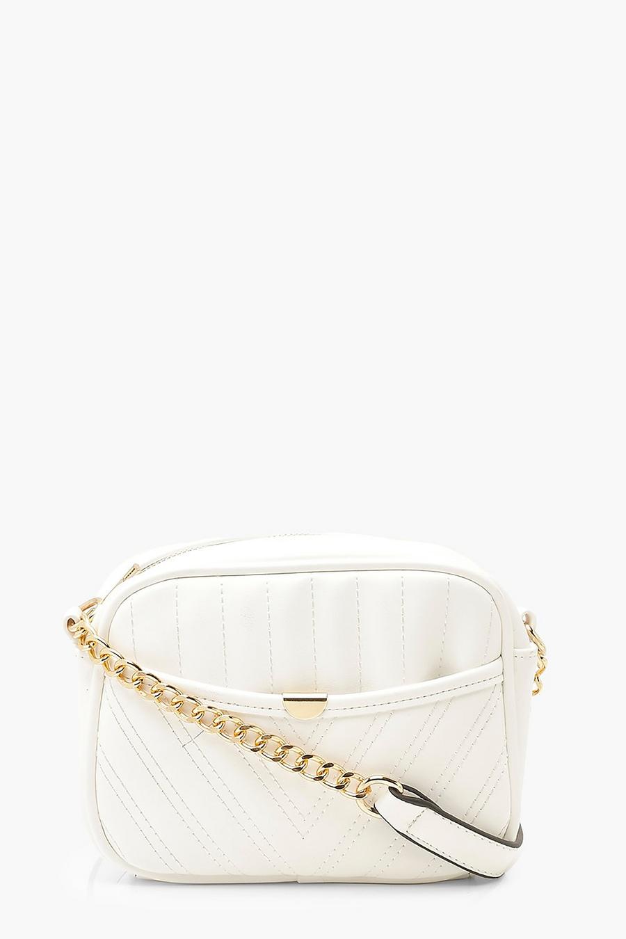 White Quilted Zip Around Cross Body Bag image number 1