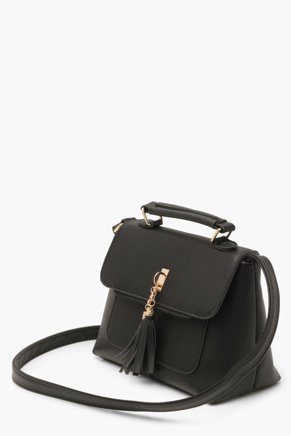 Smooth PU Tassel Detail Crossbody Bag boohoo