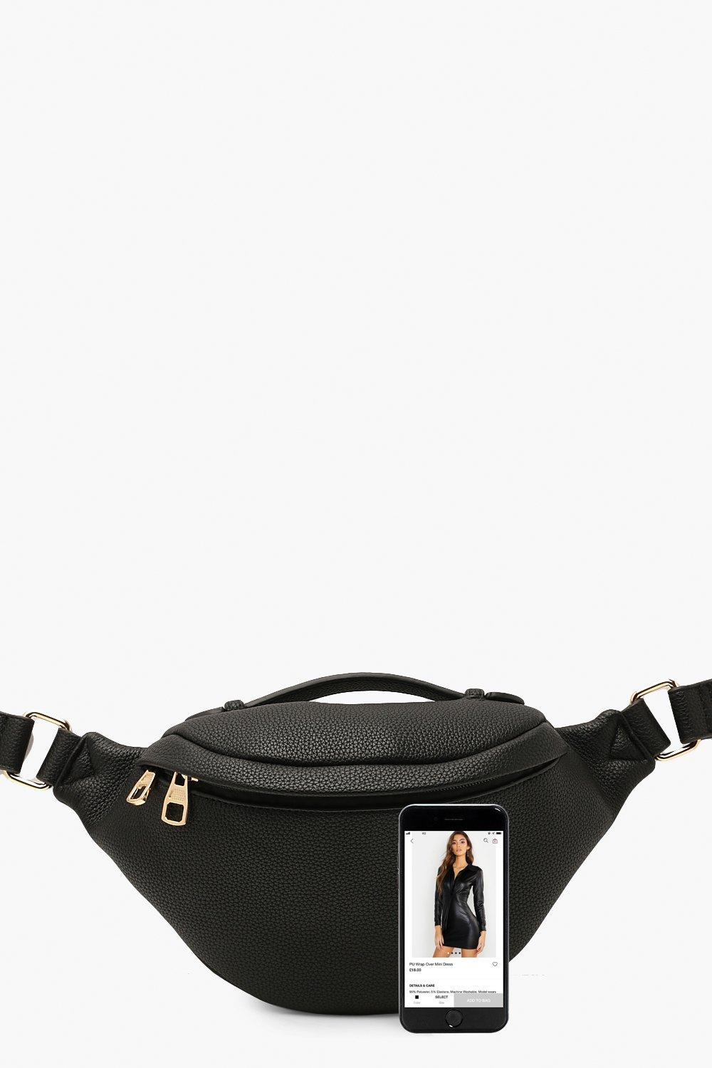 boohoo black bum bag