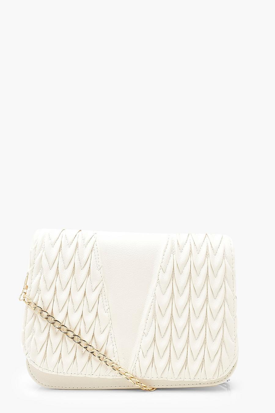 PU Pleat Detail Cross Body Bag & Chain image number 1