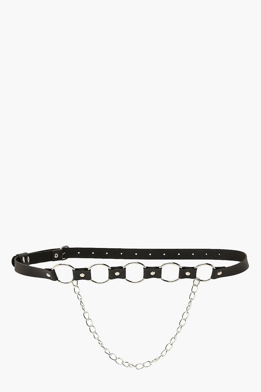 Black svart Multi Hoop & PU Chain Belt image number 1