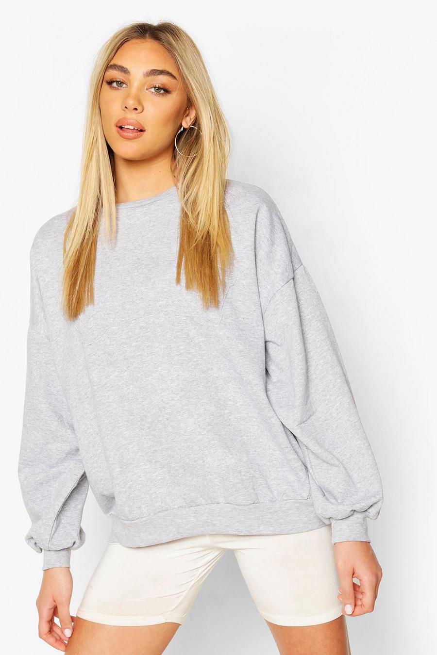 Grey marl Cali Embroidedered Oversized Sweatshirt image number 1