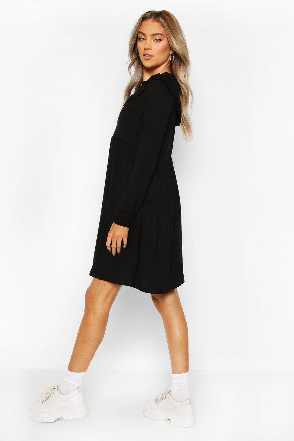 black long sleeve smock dress