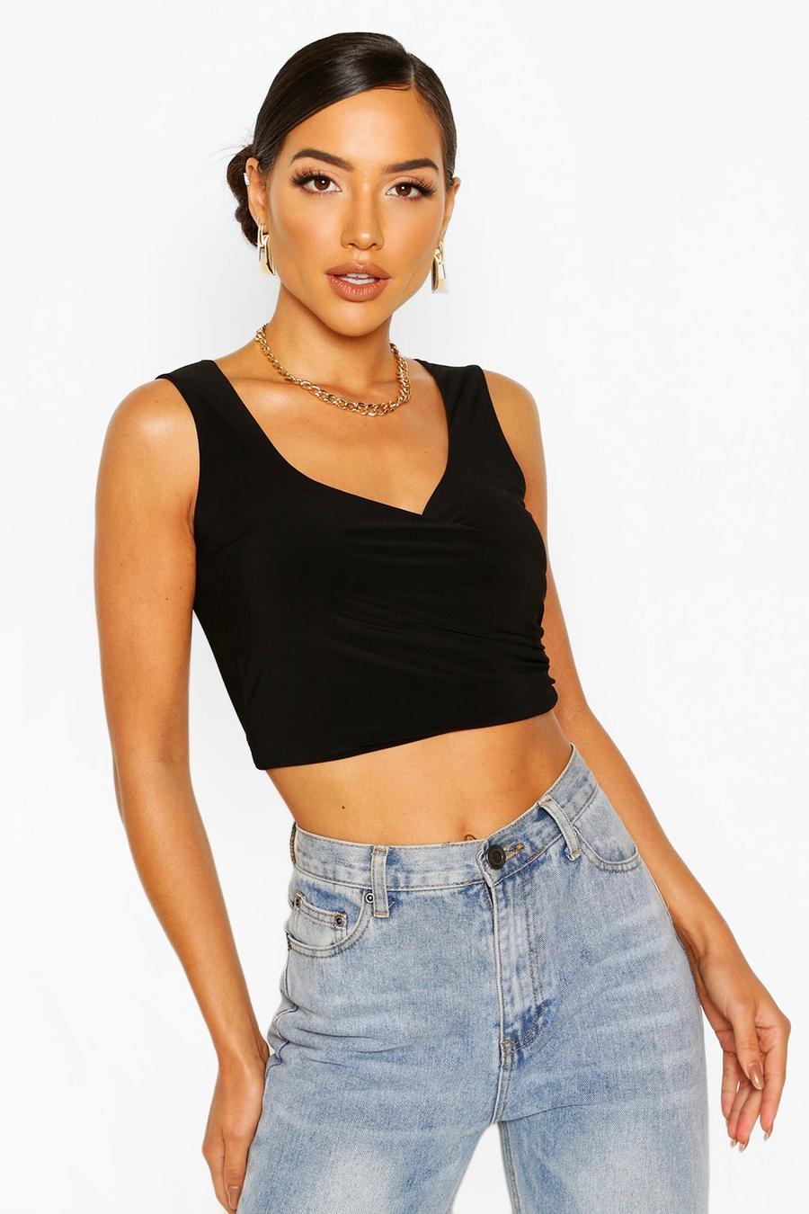Double Slinky Wrap Front Crop Top image number 1