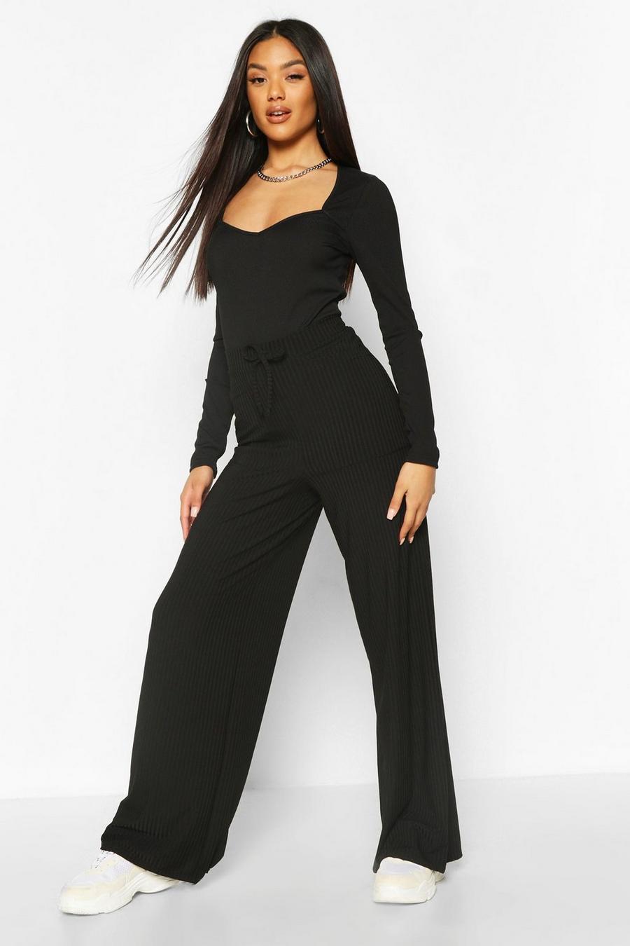 Pocket Front Ribbed Wide Leg Trousers image number 1