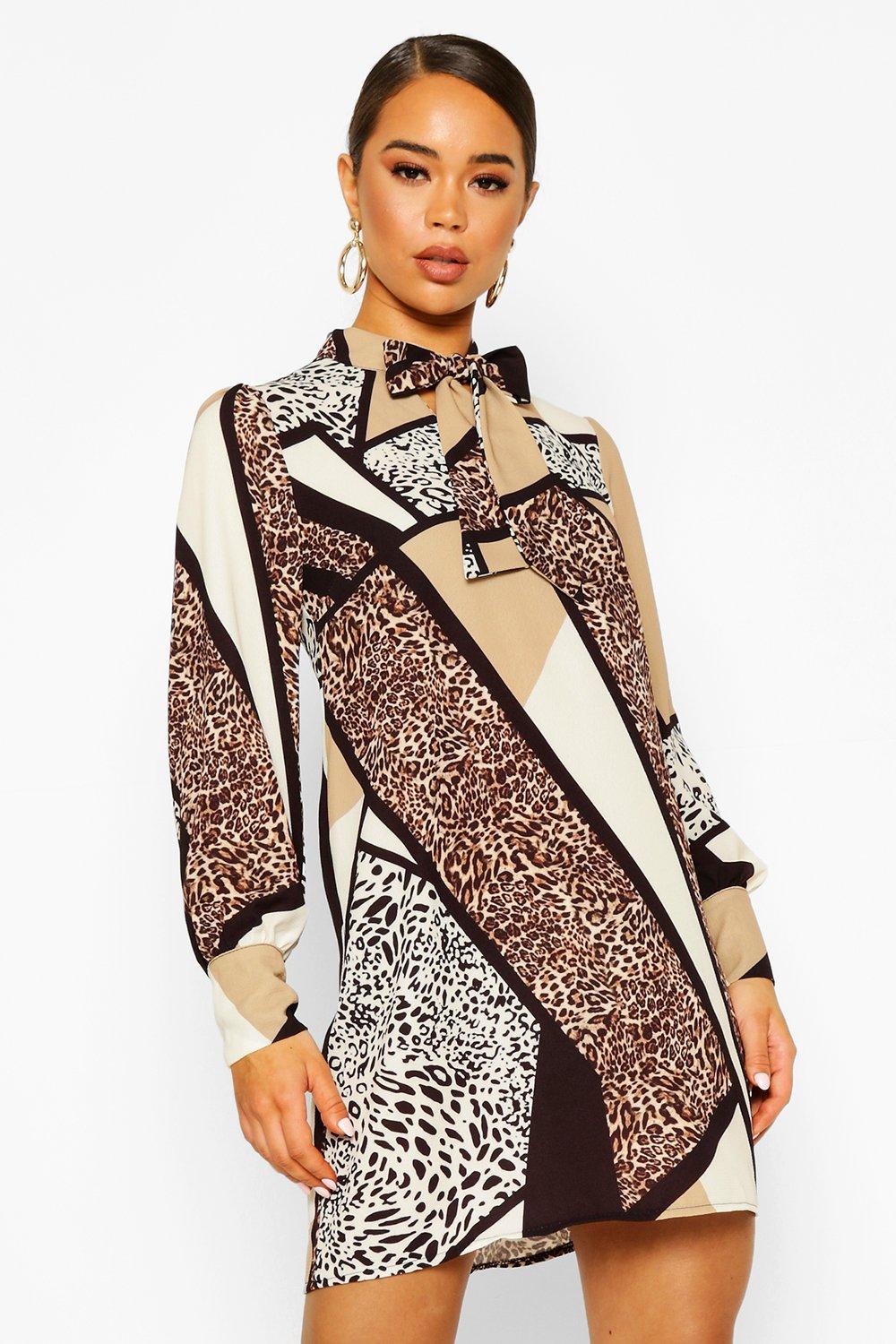 boohoo animal print shift dress