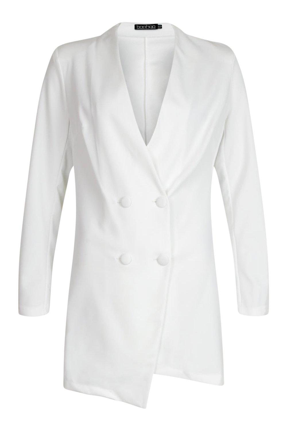 Collarless Double Breasted Blazer Dress | boohoo