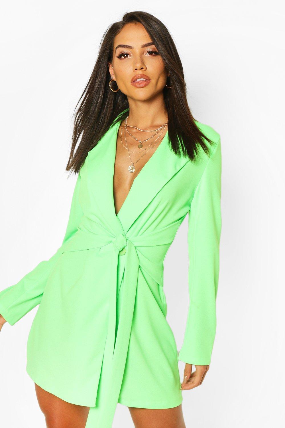 neon green blazer dress