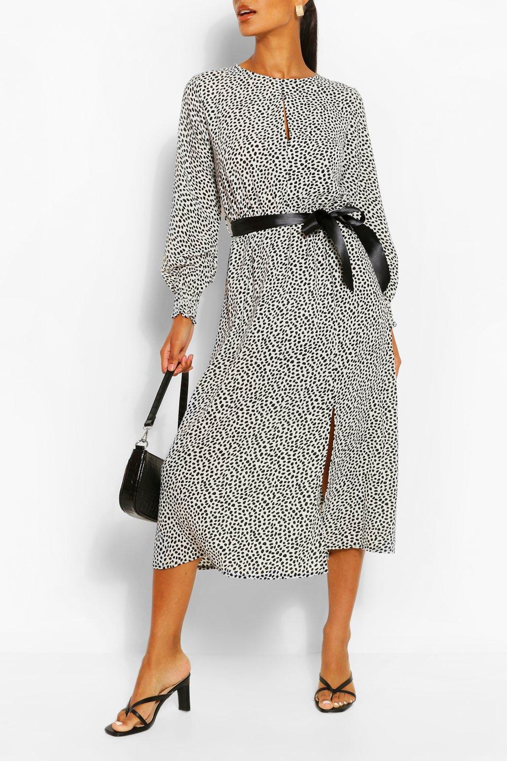 dalmation print midi dress