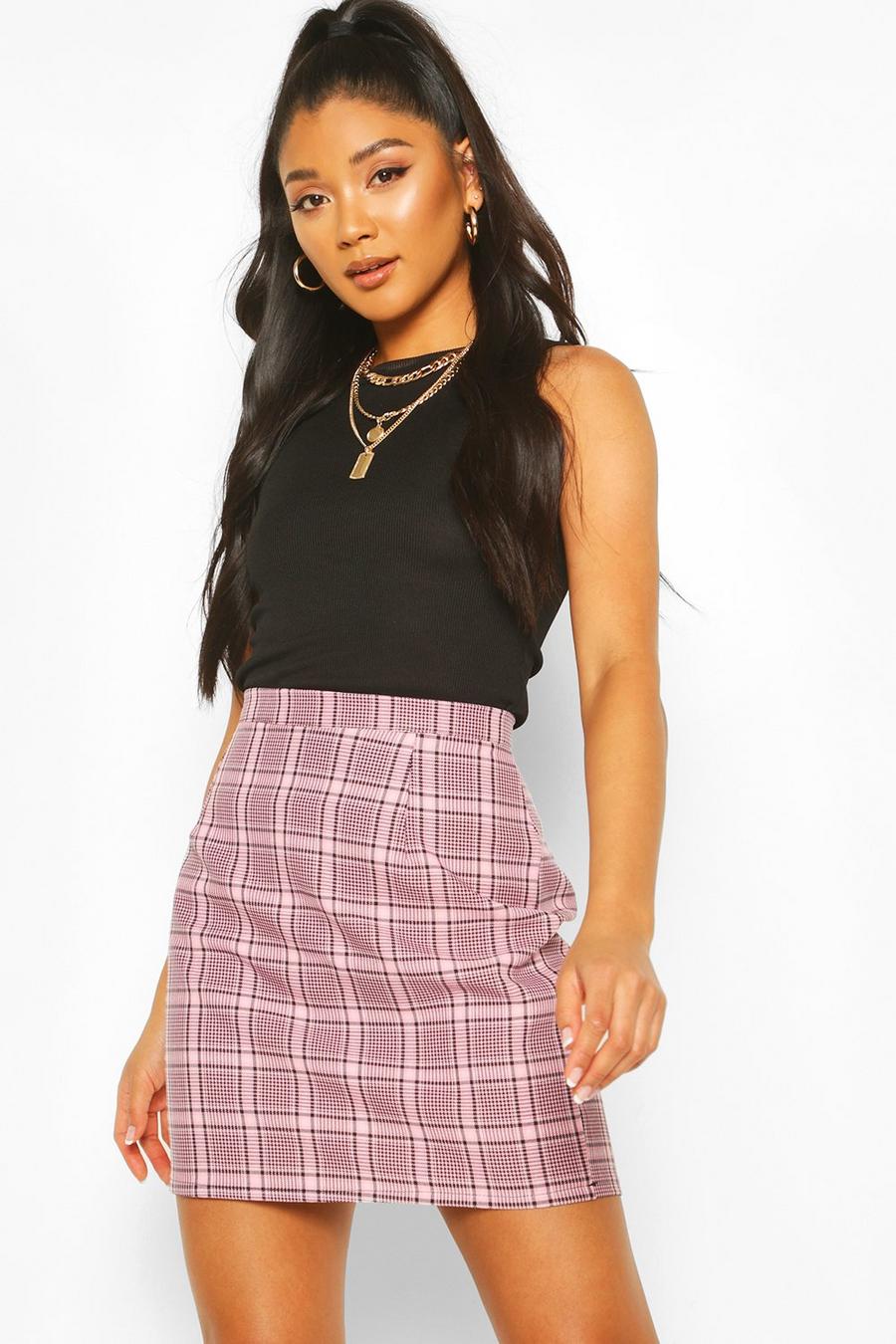 Pink Pastel Check A Line Mini Skirt image number 1