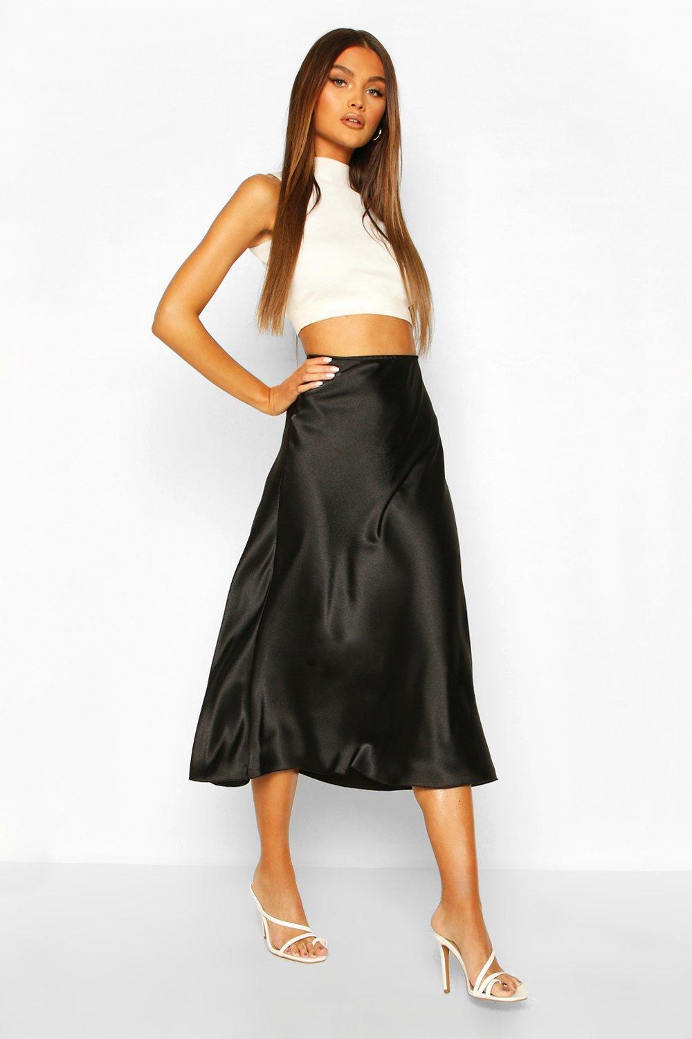 boohoo satin skirts