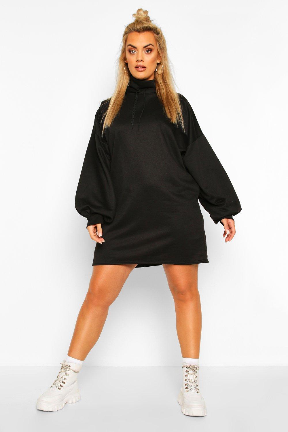 black oversized hoodie dress